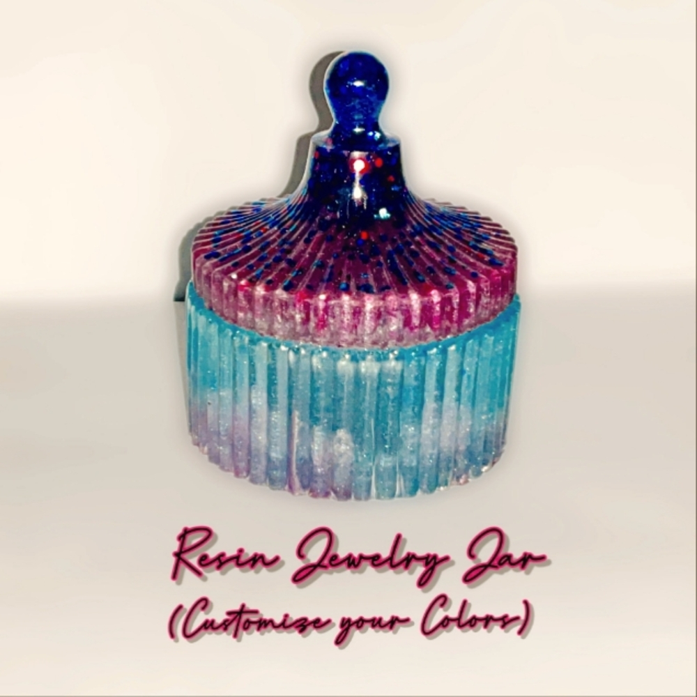 Resin Jewelry Jar/ Multi-Colored